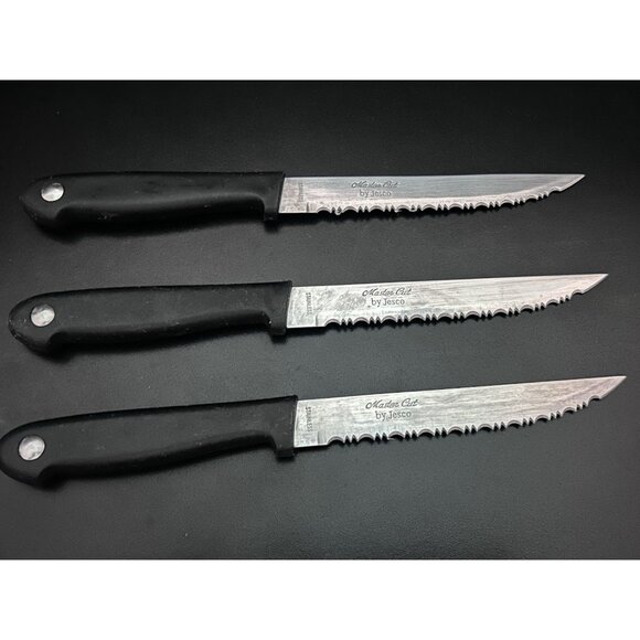 Set of 3 Jesco Master Cut Steak Knives Serrated Stainless Steel Blade 5” Blade - Picture 1 of 6